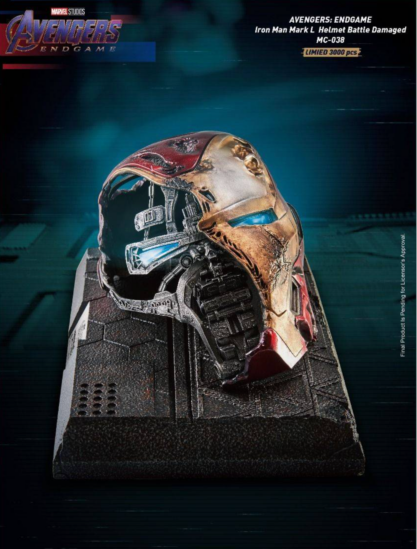 Avengers: Endgame Iron Man Mark 50 Helmet Battle Table Top Statue - LM Treasures 